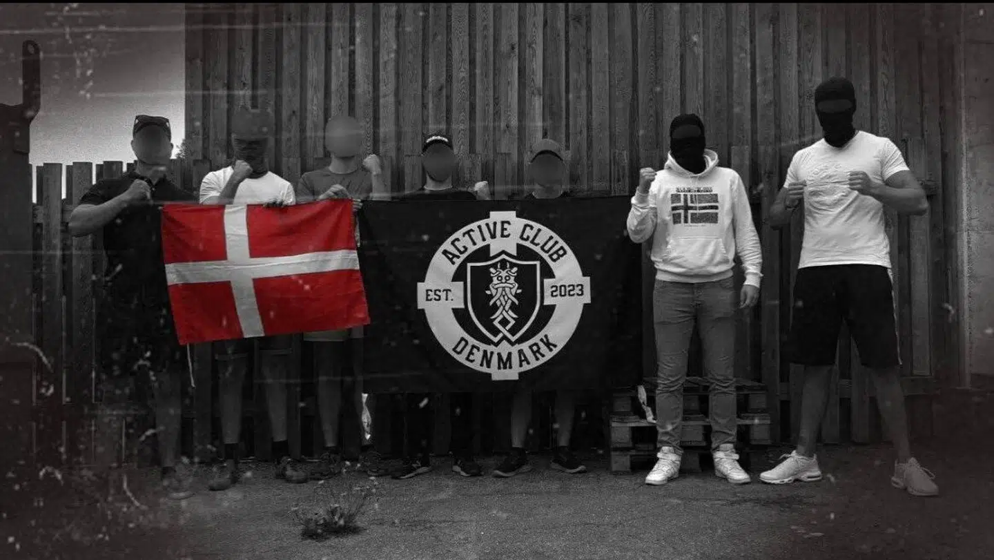 Her ses den ukendte gruppe af personer, som den 11. september 2023 på Telegram annoncerede, at den højreekstreme Active Club-bevægelse havde fået en dansk afdeling.