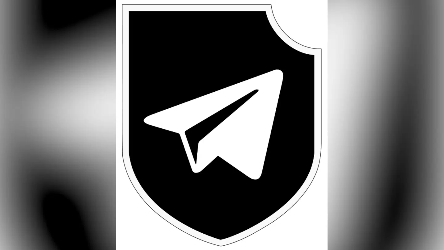 Her ses Terrorgrams logo, der er en kombination af Telegrams logo og et nazistisk Waffen SS-skjold.