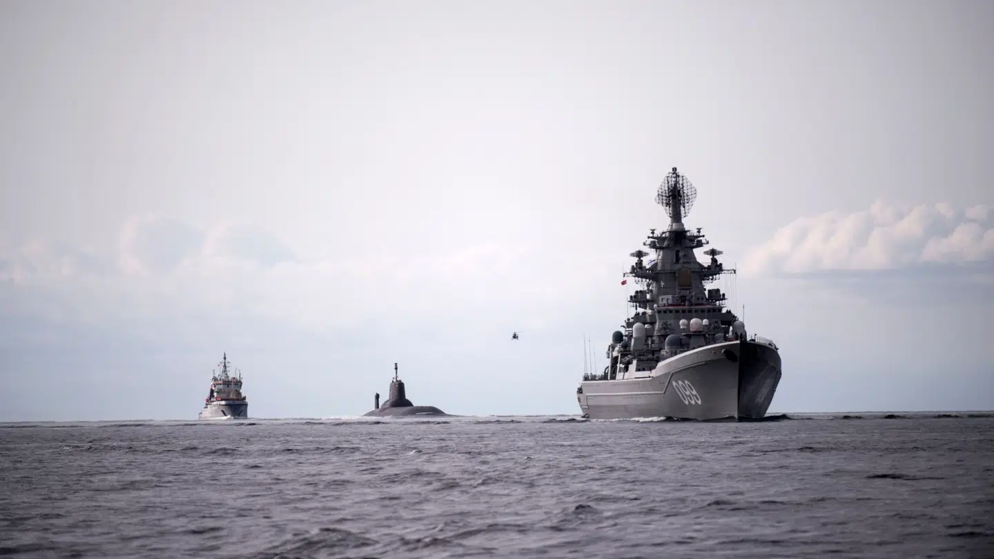 Arkivfoto af russiske krigsskibe.