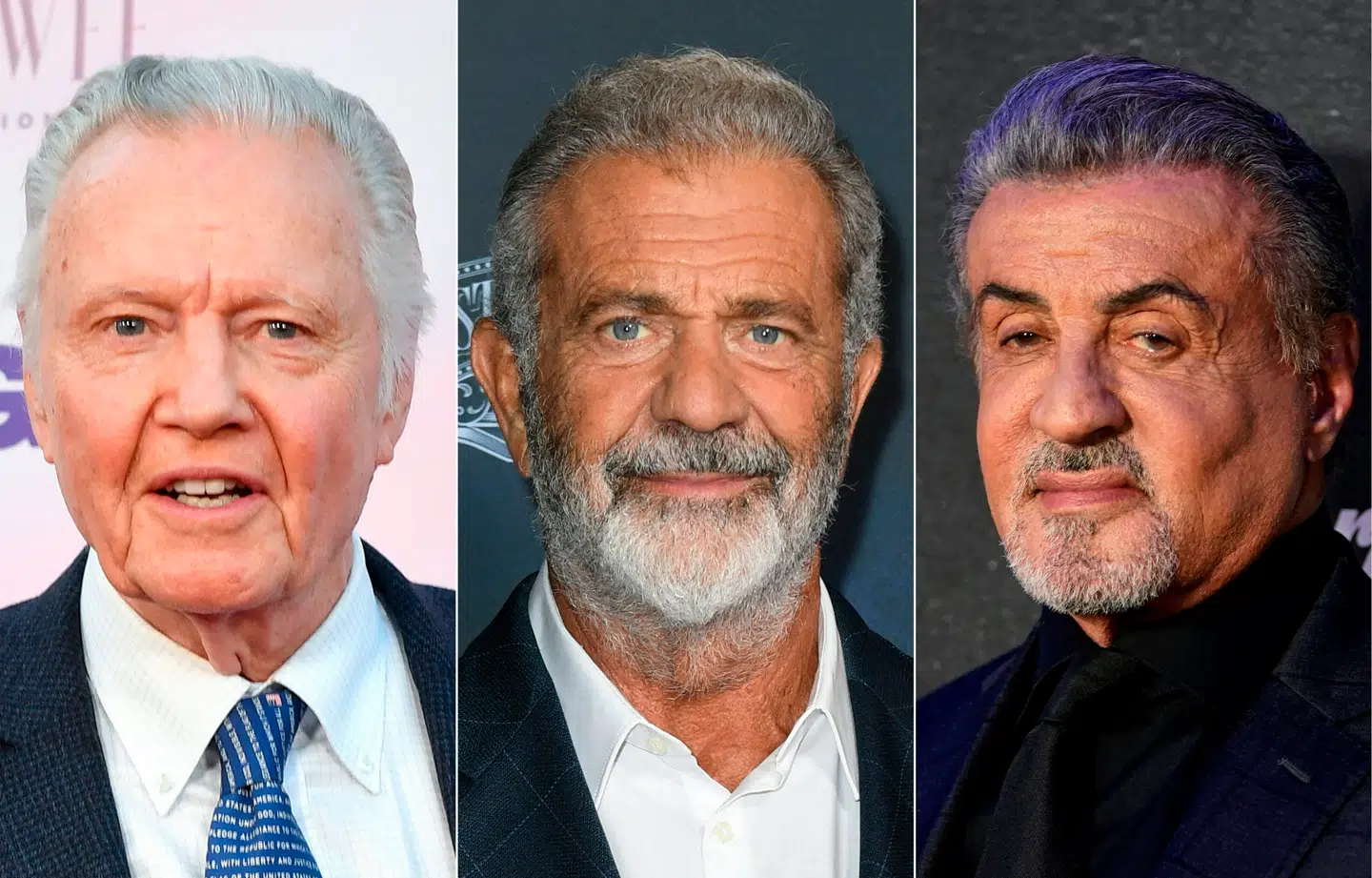 Her ses de tre skuespillere: Jon Voight, Mel Gibson og Sylvester Stallone.