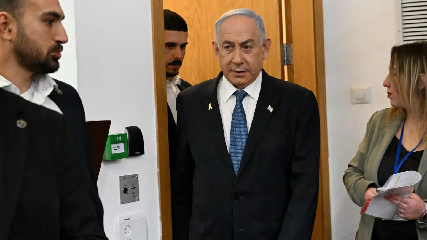 Her ses Israels premierminister, Benjamin Netanyahu.