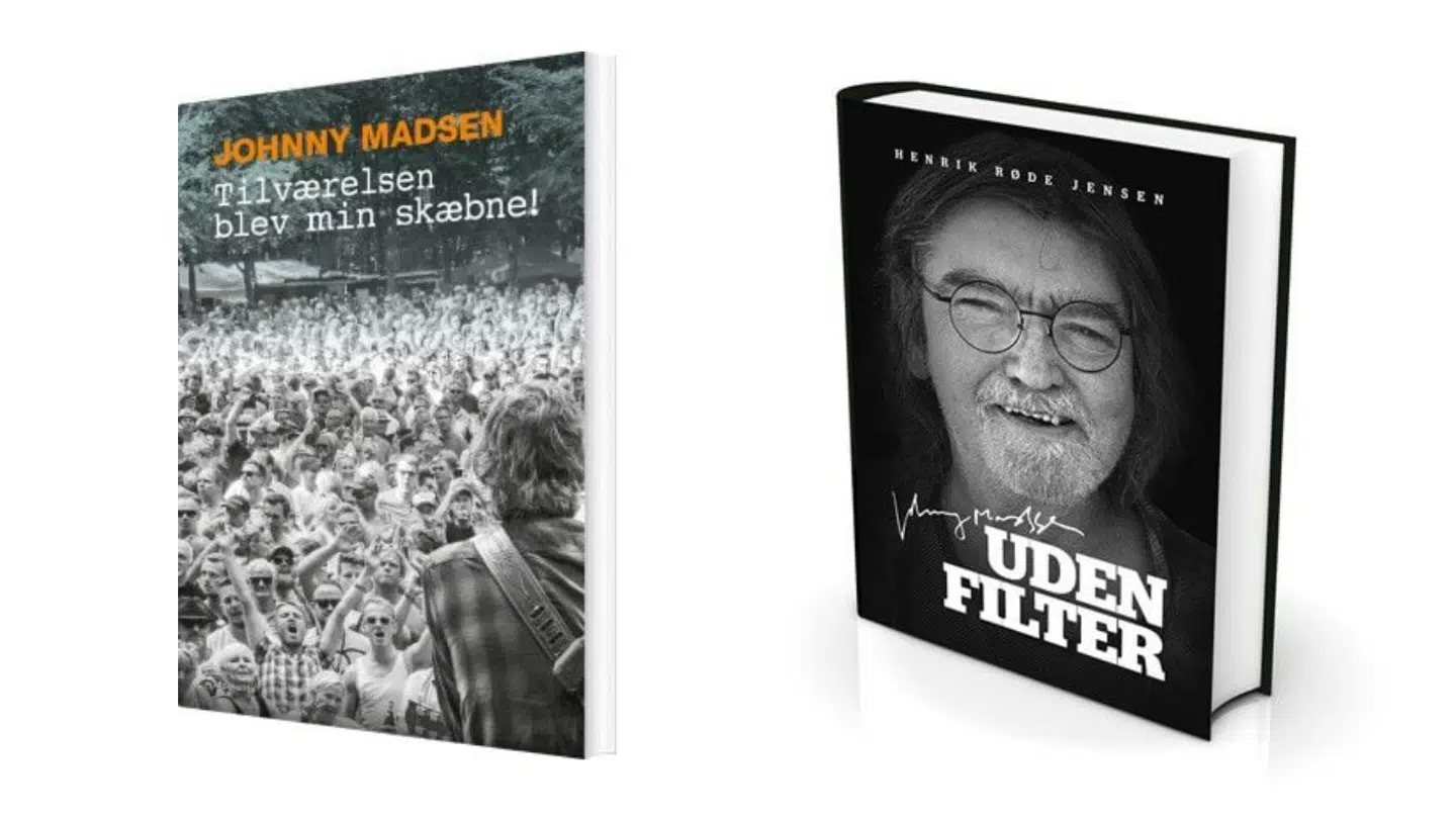 Johnny Madsen udgav sin biografi 'Tilværelsen blev min skæbne' i 2023, mens Henrik 'Røde' Jensen biografi kom ud i november 2024, en måned efter Johnny Madsens død. Fotos: PR