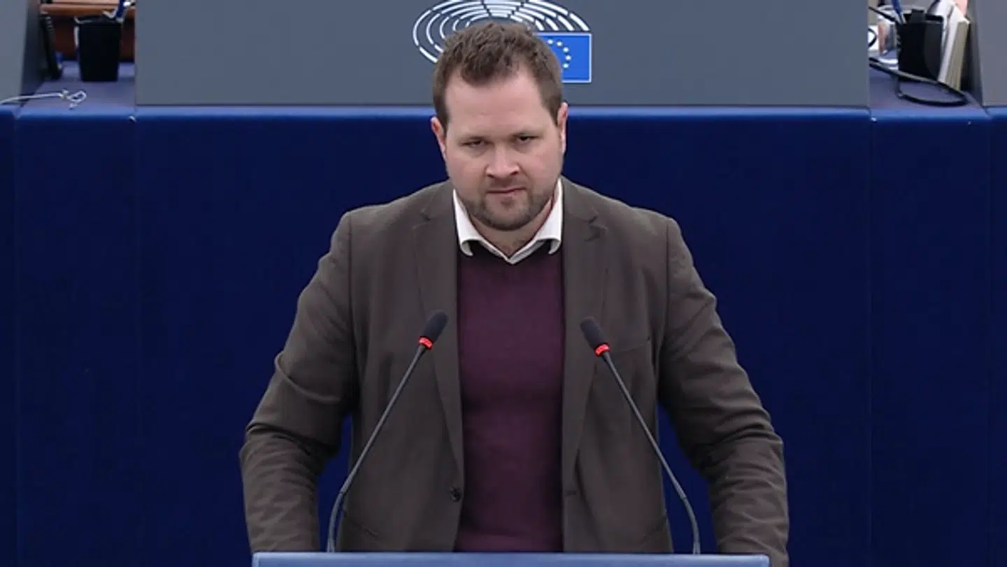 Anders Vistisen på talerstolen i Strasbourg tirsdag.