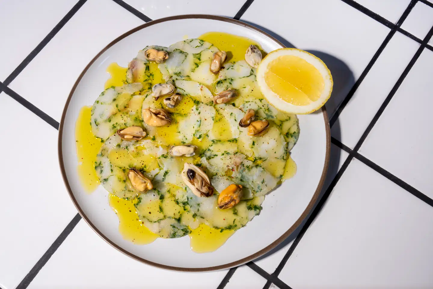 Ceviche med blåmuslinger.