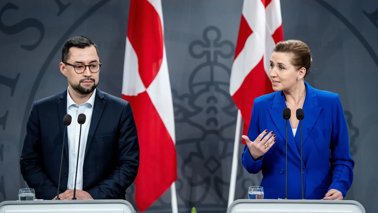 Pressemøde med statsminister Mette Frederiksen (S) og formanden for Naalakkersuisut Mute B. Egede i Spejlsalen i Statsministeriet, på Christiansborg i København, fredag den 10. januar 2025.