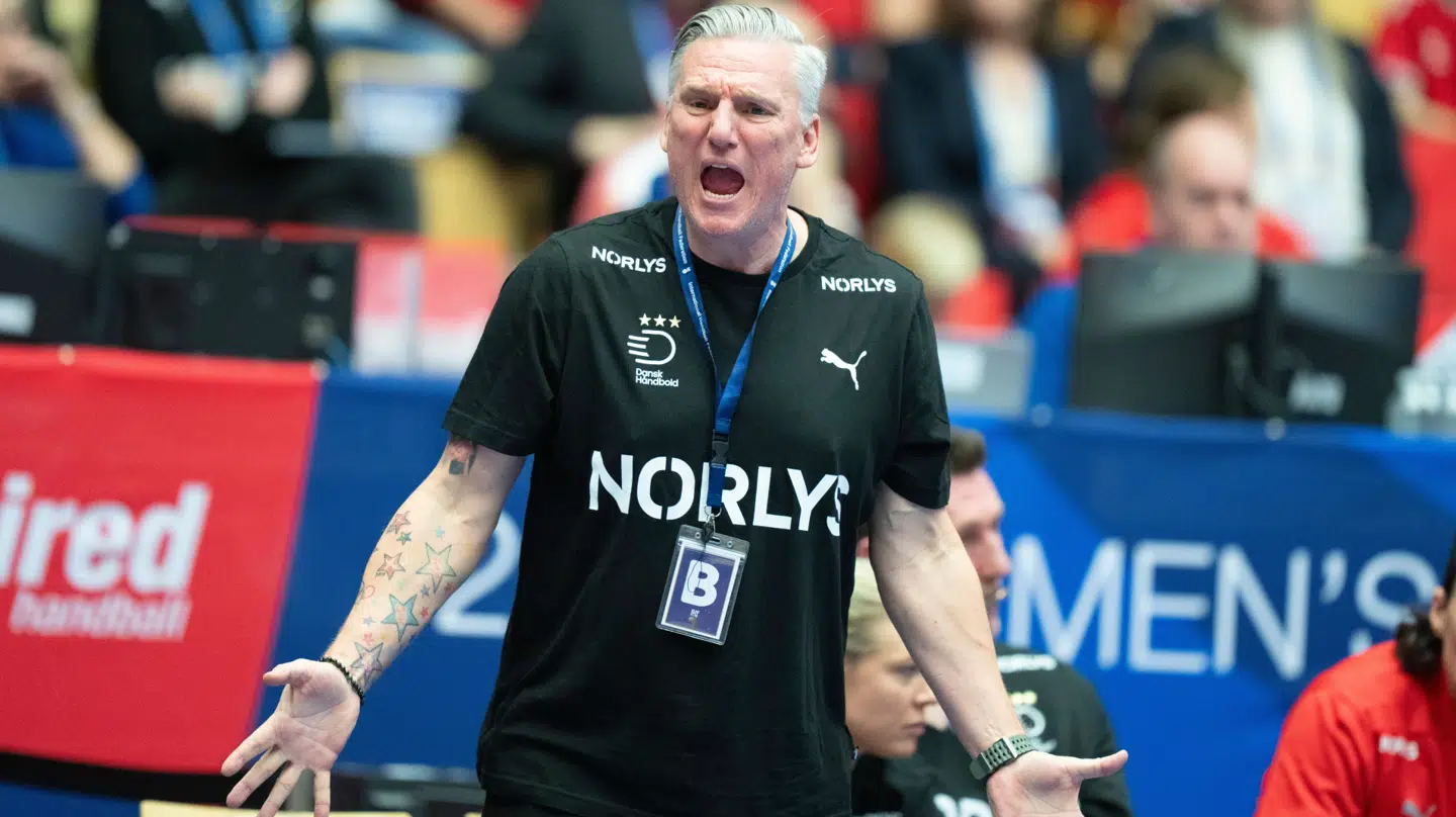 cheftræner Nikolaj Jacobsen fra Danmark under håndbold VM-kampen i Main Round gruppe 1 mellem Tjekkiet og Danmark i Jyske Bank Boxen i Herning, lørdag den 25. Januar 2025.. (Foto: Henning Bagger/Ritzau Scanpix)