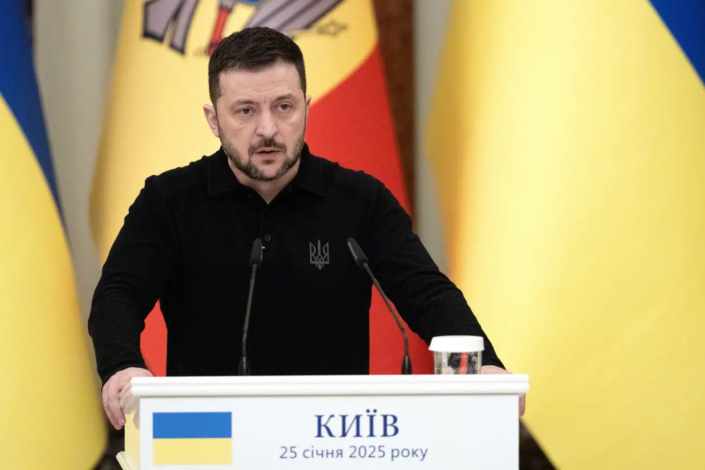 Volodymyr Zelenskyjs ord faldt under et pressemøde med Moldovas præsident, Maia Sandu, lørdag.