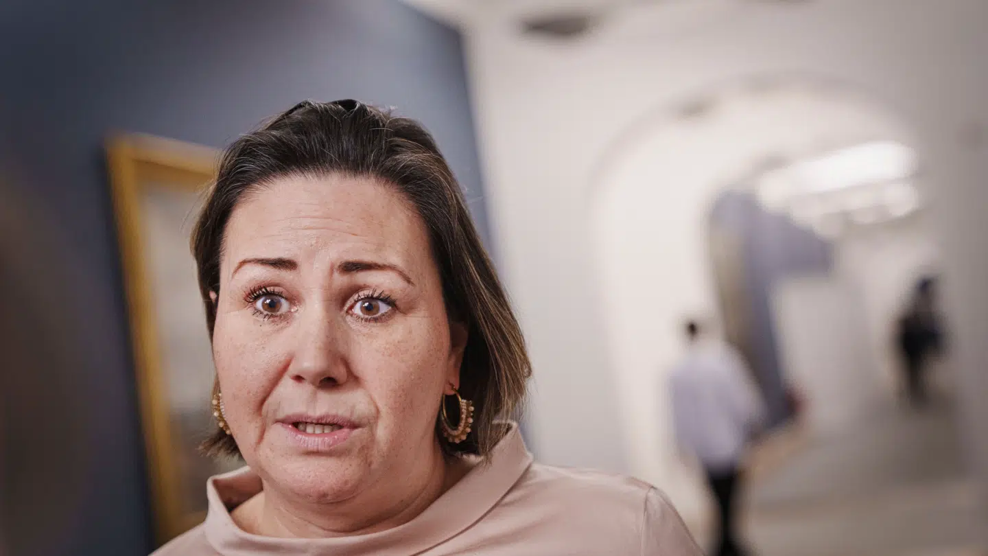 Inuit Ataqatigiits Aaja Chemnitz Larsen efter mødet i Det Udenrigspolitiske Nævn på Christiansborg i København, torsdag den 16. januar 2025. (Foto: Liselotte Sabroe/Ritzau Scanpix)