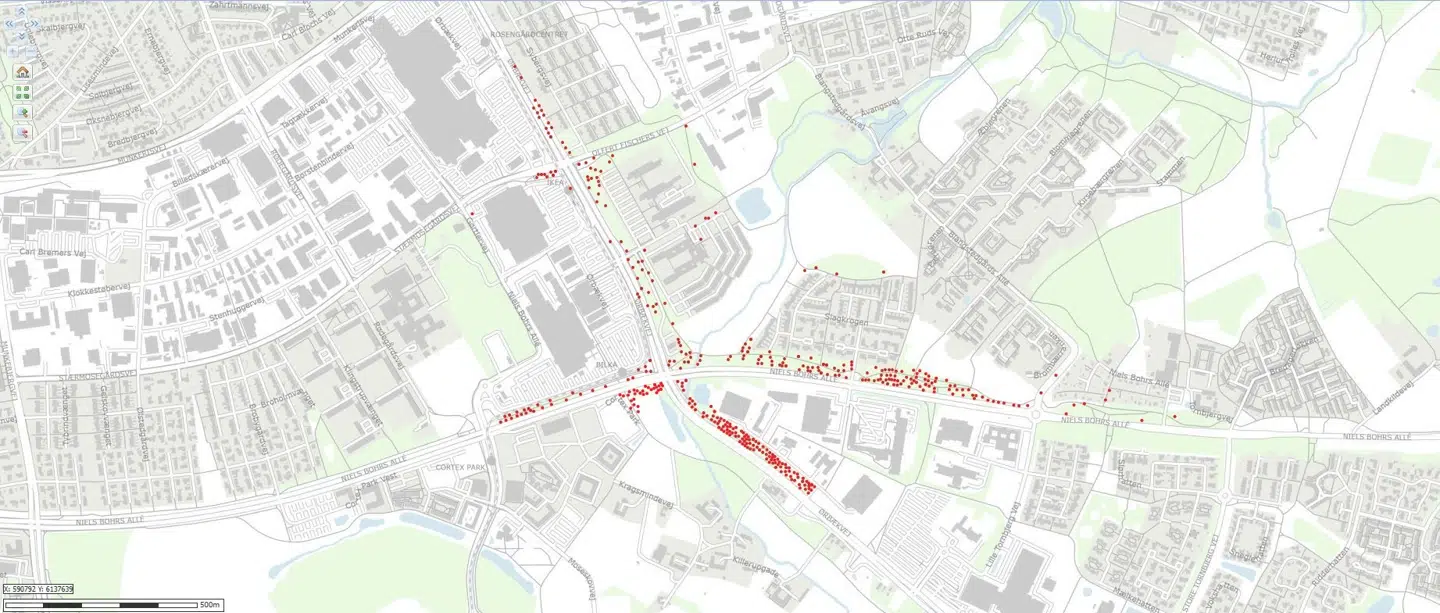 Her ses et billede af spredningen af larven.