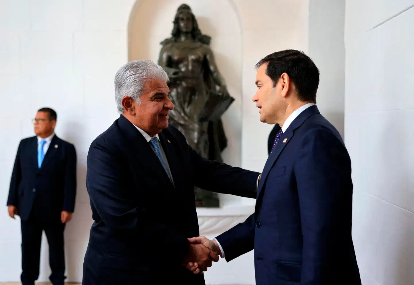 USAs udenrigsminister, Marco Rubio, mødtes i weekenden med Panamas præsident, José Raúl Mulino, for at diskutere Panamakanalens fremtid. Foto: Scanpix