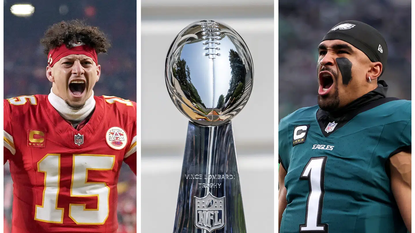 Kansas City Chiefs' Patrick Mahome og Philadelphia Eagles' Jalen Hurts står igen over for hinanden.