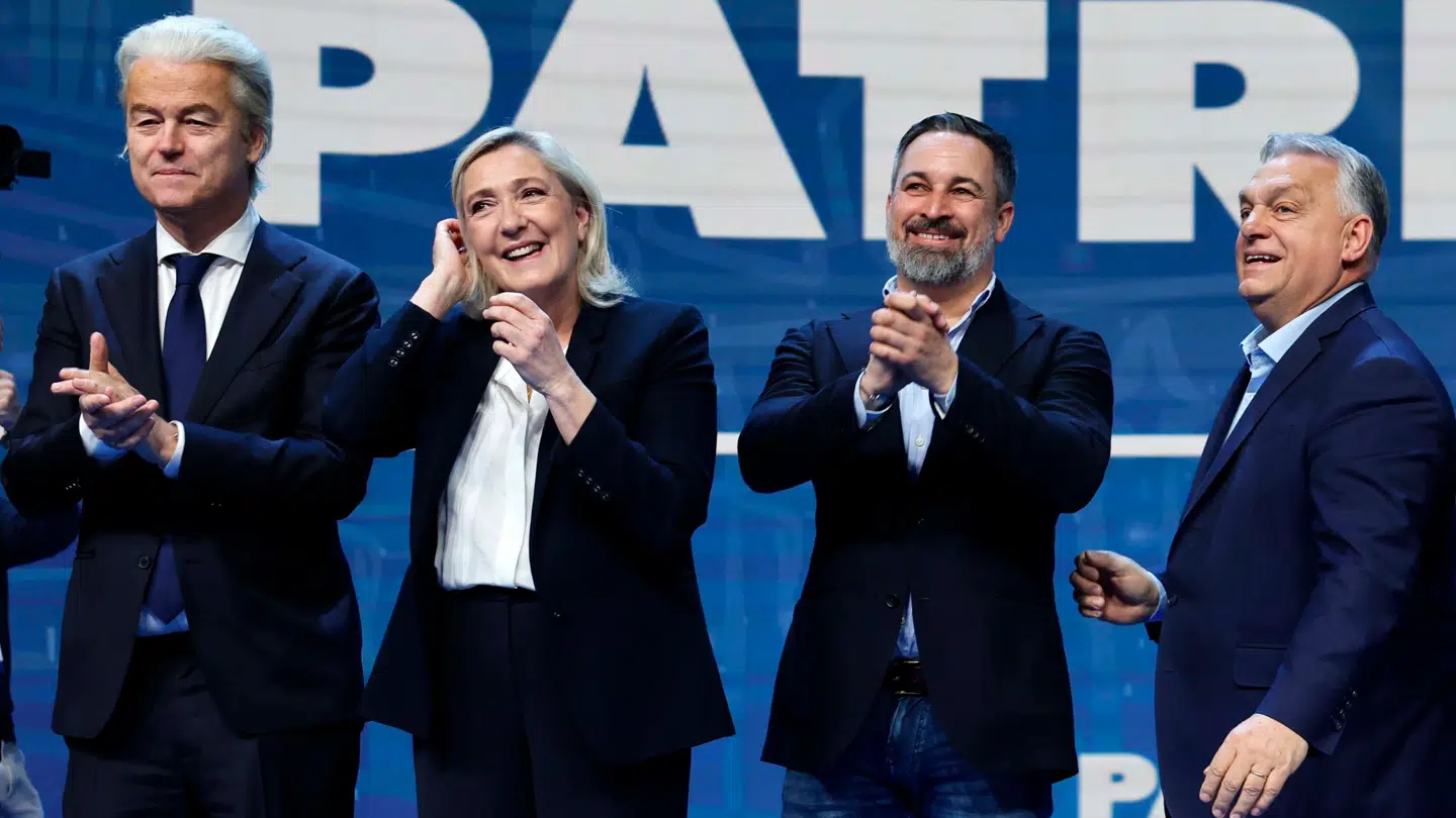 Geert Wilders, Marine Le Pen, Santiago Abascal og Viktor Orbán.