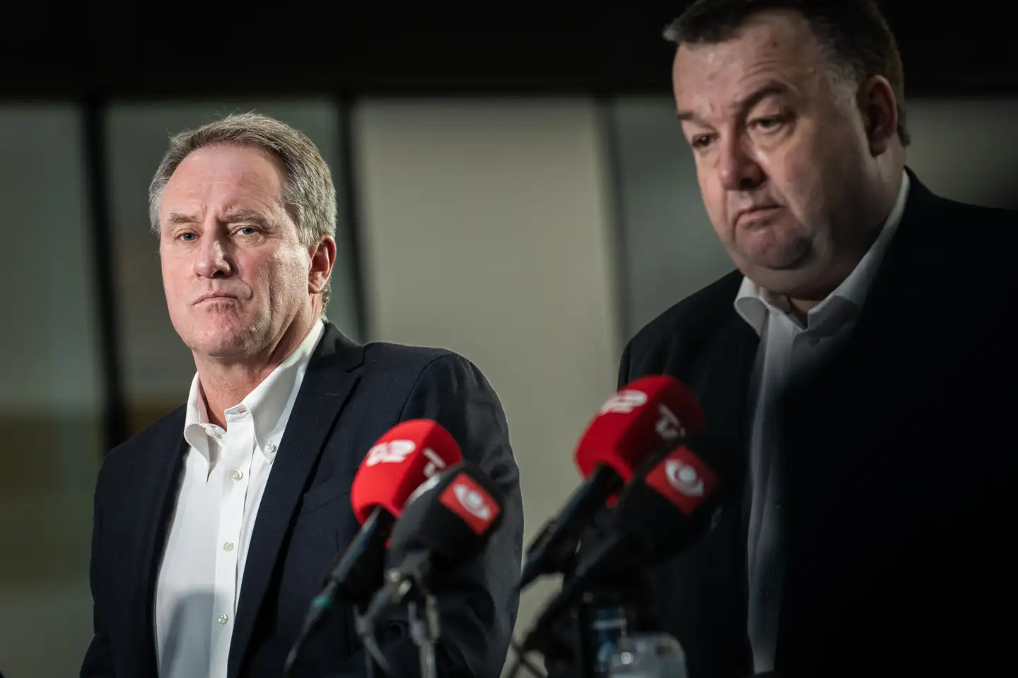 Lars Sandahl Sørensen og Claus Jensen fra DI og CO-industri under en tidligere præsentation af overenskomster.