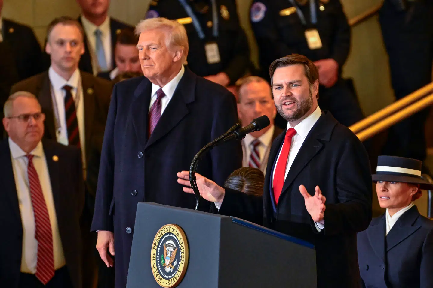 Her ses JD Vance sammen med Donald Trump den 20. januar.