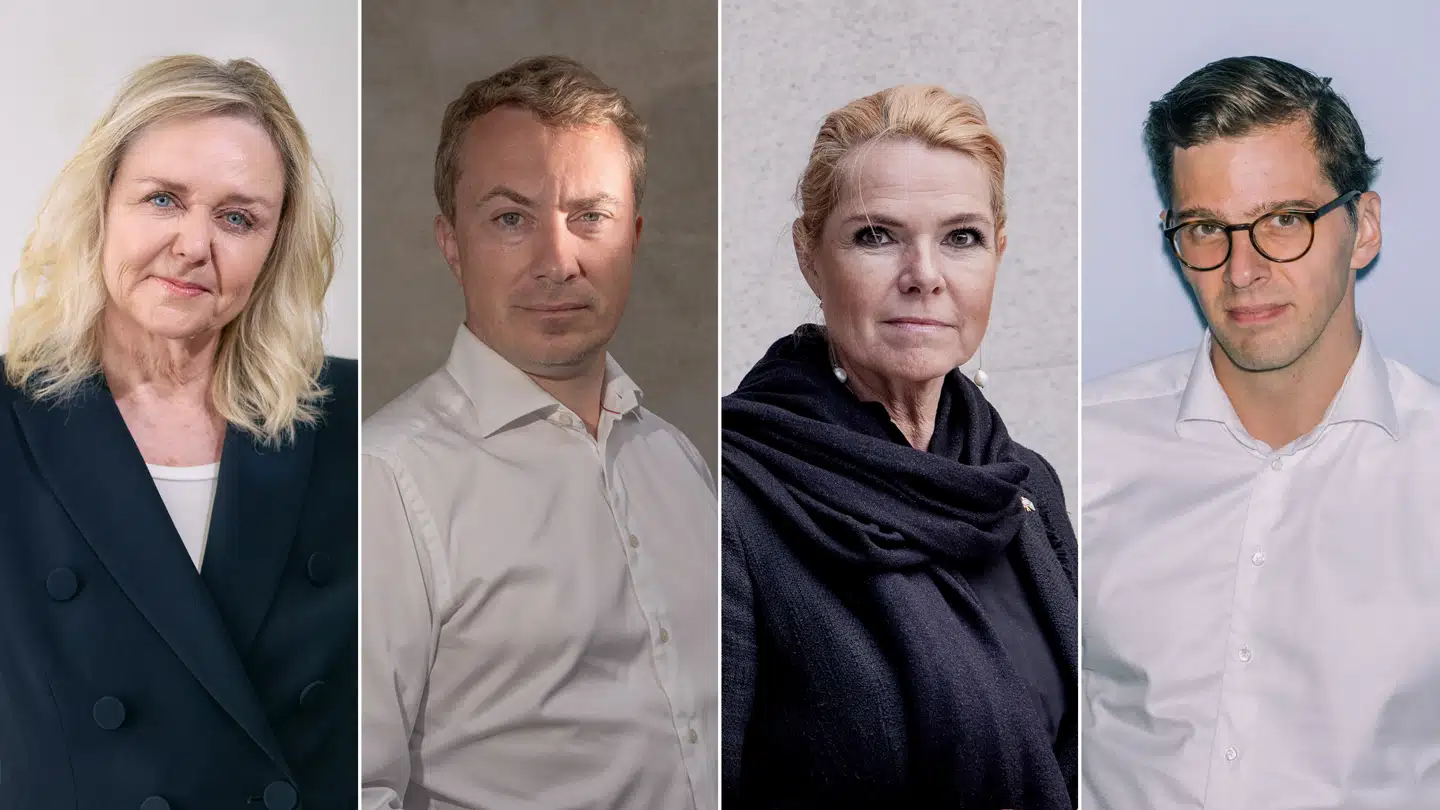 »Endnu mere bekymrende er oppositionens ønske om at afskaffe racismeparagraffen.« På billedet ses Mona Juul (K), Morten Messerschmidt (DF), Inger Støjberg (DD) og Alex Vanopslagh (LA).