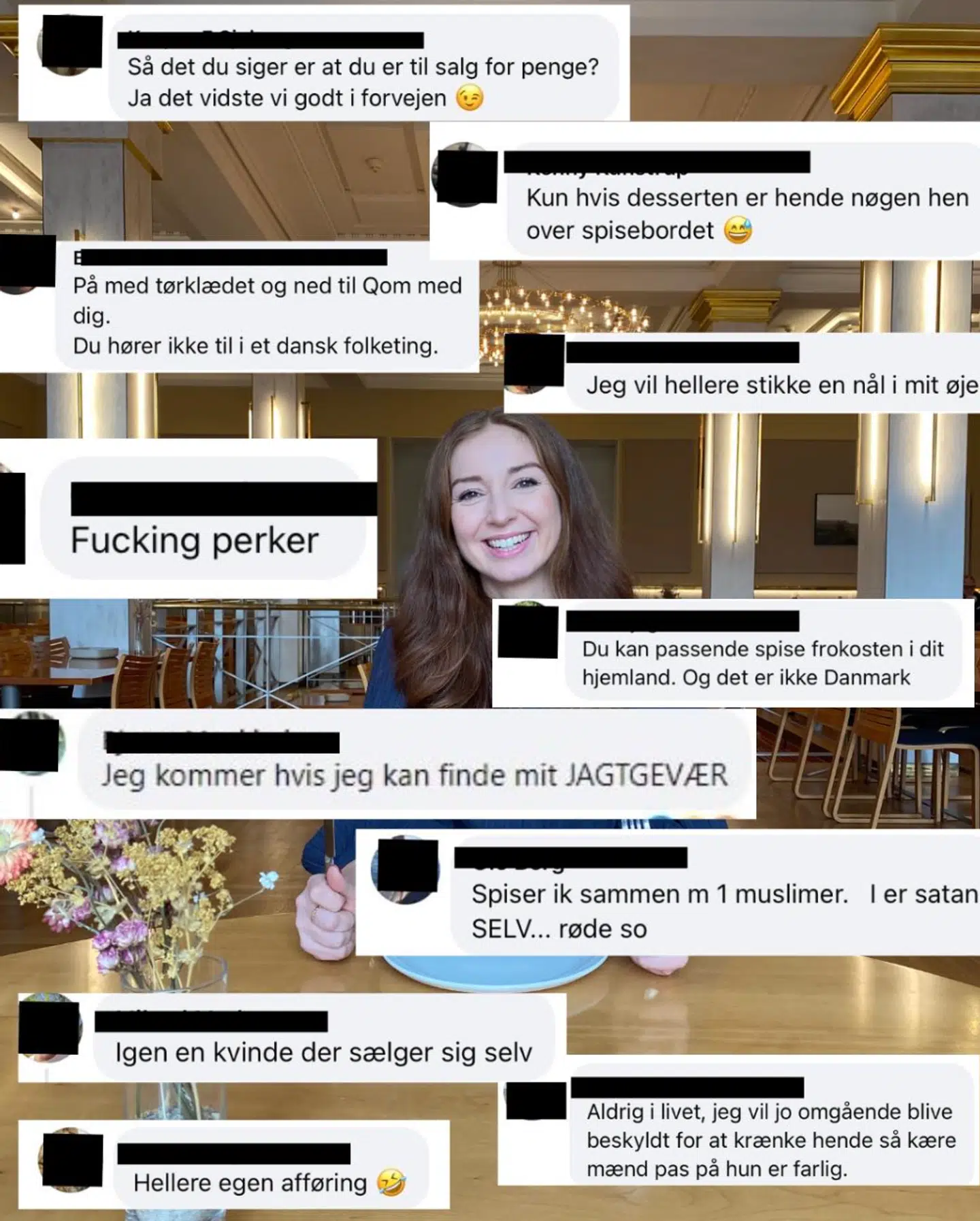 De hadefulde beskeder kommer i forbindelse med et opslag om Danmarks Indsamlingen, hvor Samira Nawa søger en at spise frokost med.