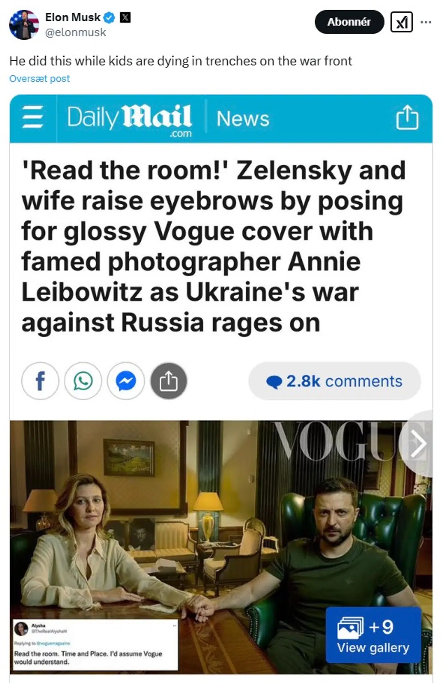 Her ses det opslag på X, som Elon Musk tidligt torsdag morgen har delt.