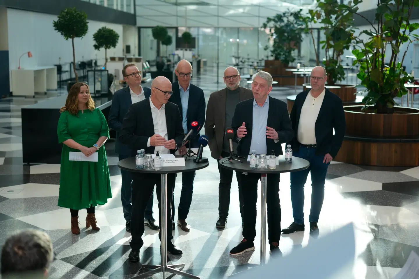 3F Transport og DI er nået frem til en overenskomst og præsenterer aftalens indhold på et pressemøde i Industriens Hus i København søndag den 23. februar 2025.