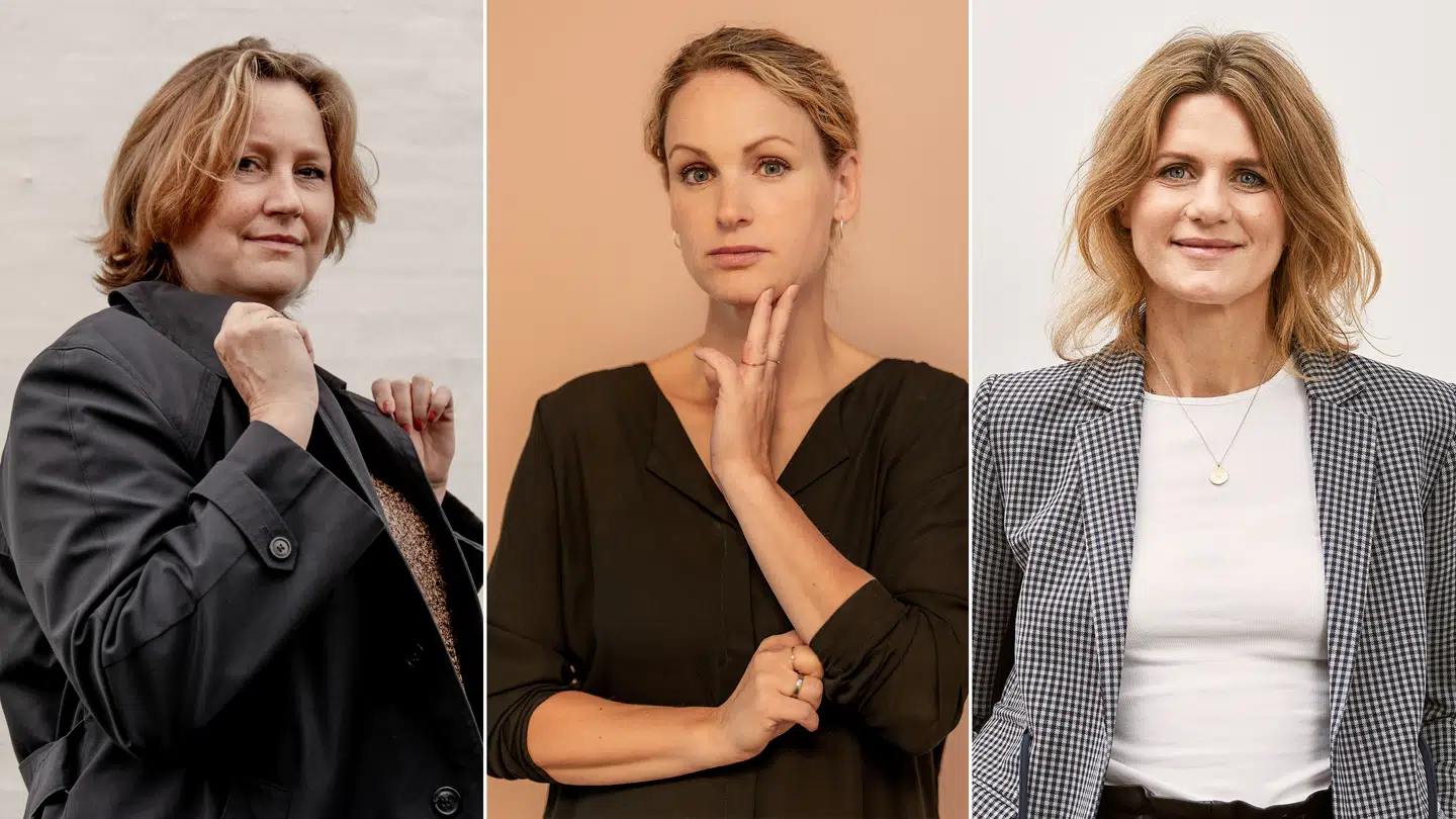 »Det er yderst påfaldende, og yderst uklædeligt, at så prominente, etablerede og magtfulde kvinder vælger at slå ring om den magtfulde part, som også er den krænkende part,« skriver Aminata Corr Thrane. På billedet ses Ditte Giese, Pernille Skipper og Rikke Dal Støttrup