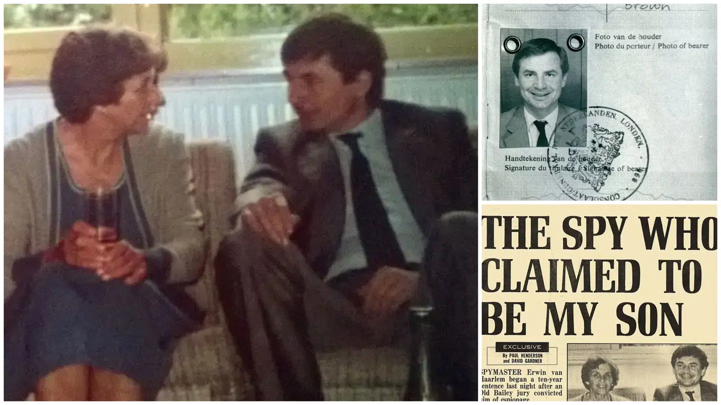 Et grumset privatfoto af den hollandske mor Johanna van Haarlem sammen med – troede hun – sin forsvundne søn, Erwin. Sandheden var en helt anden. Øverst til højre hans hollandske pas og nederst til højre en forside, da sandheden kom frem. Nu kommer ny bog med mange nye detaljer.