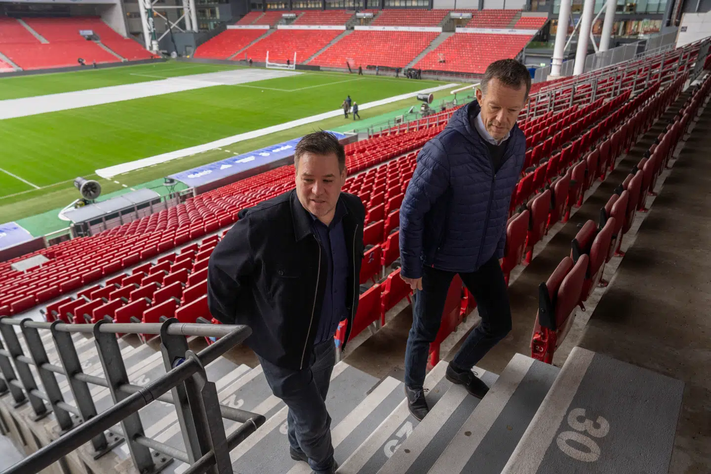 Direktørerne for henholdsvis Parken og DBU, Jacob Lauesen (tv.) og Erik Brøgger Rasmussen, har forhandlet i månedsvis om en ny aftale. Nu er den landet.