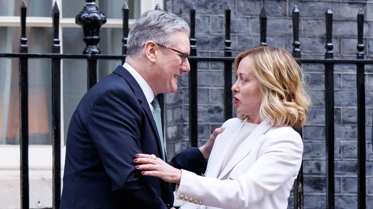 Den italienske og den britiske premierminister foran Downing Street 10 tidligere i dag.