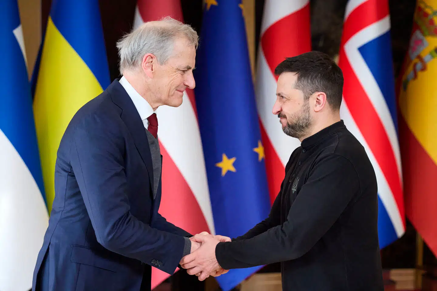 Den norske statsminister, Jonas Gahr Støre, mødtes i februar med Volodymyr Zelenskyj i forbindelse med treårsdagen for Ruslands angreb på Ukraine.