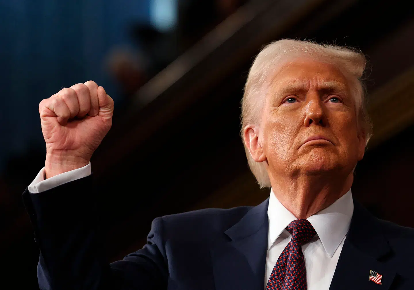Donald Trump gestikulerede under sin tale i Kongressen.
