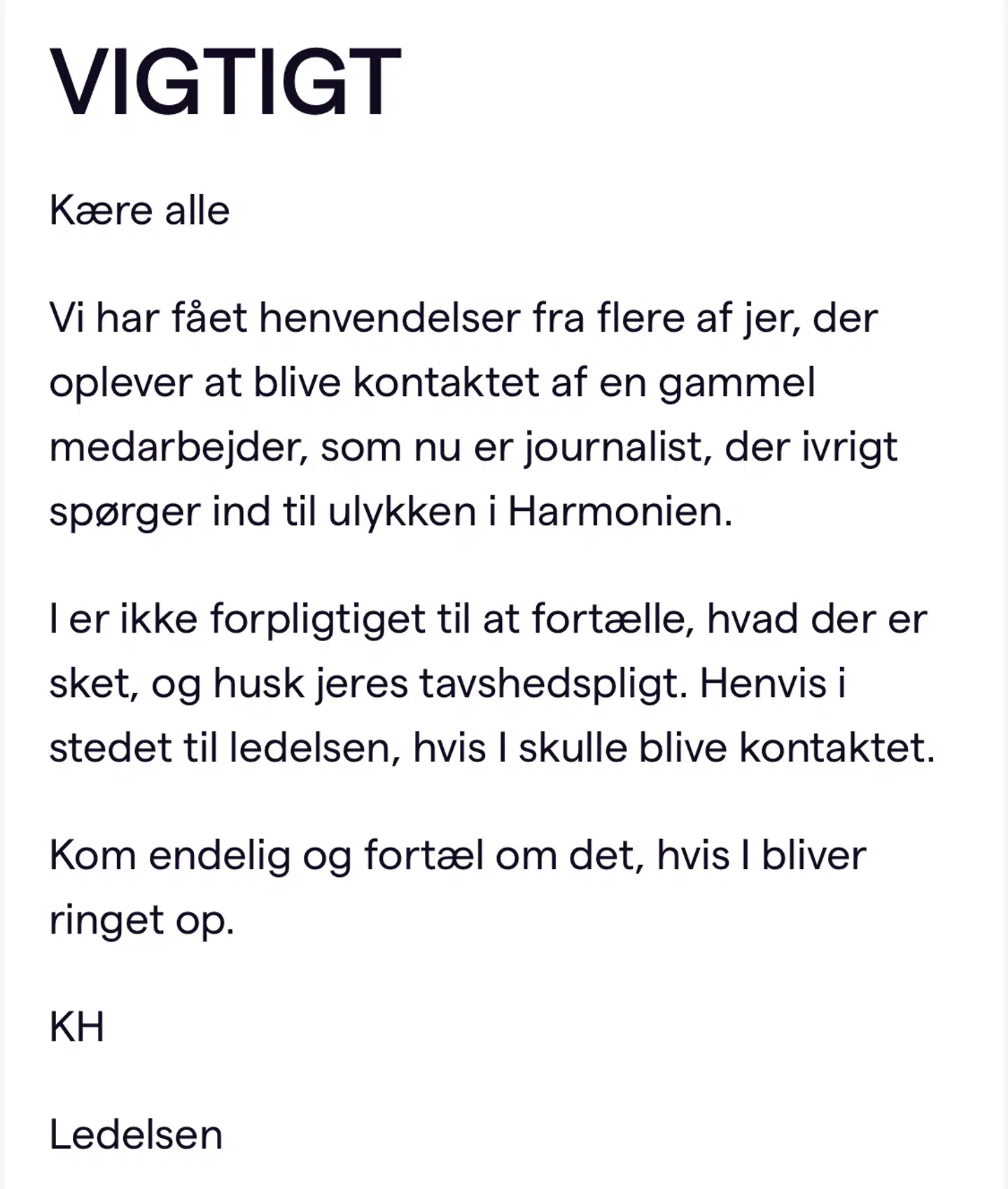 Her ses beskeden fra ledelsen