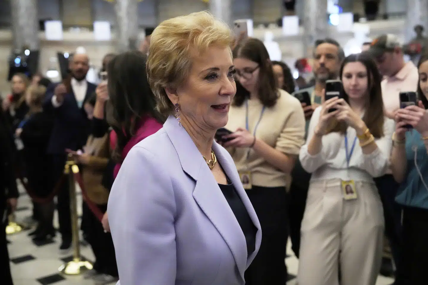 76-årige Linda McMahon er undervisningsminister i USA, men måske ikke så lang tid endnu. Wall Street Journal skriver, at ministeriet forventes nedlagt, og det kan ske torsdag. (Arkivfoto).