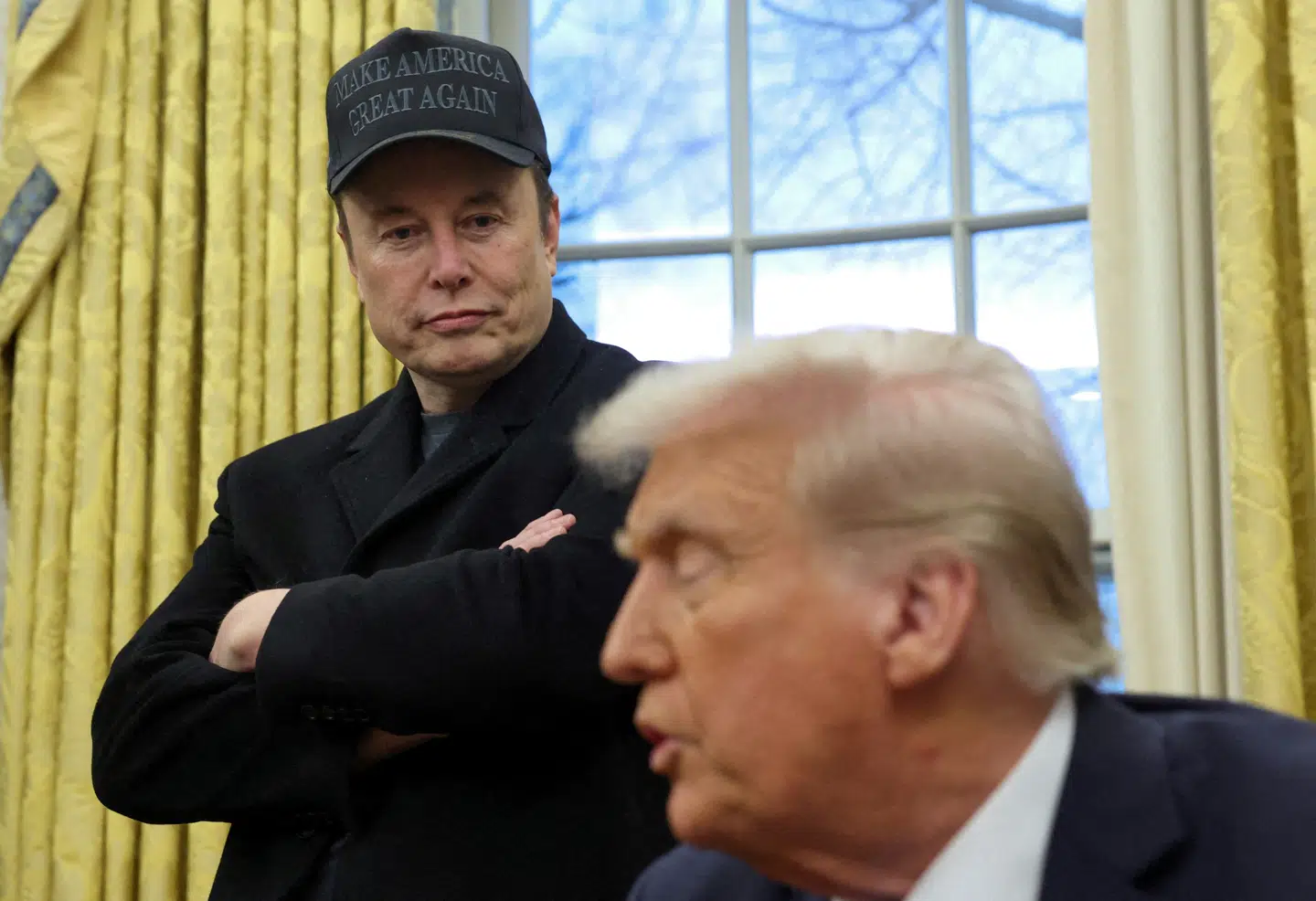 Her ses verdens rigeste mand, Elon Musk, sammen med USA's præsident, Donald Trump.