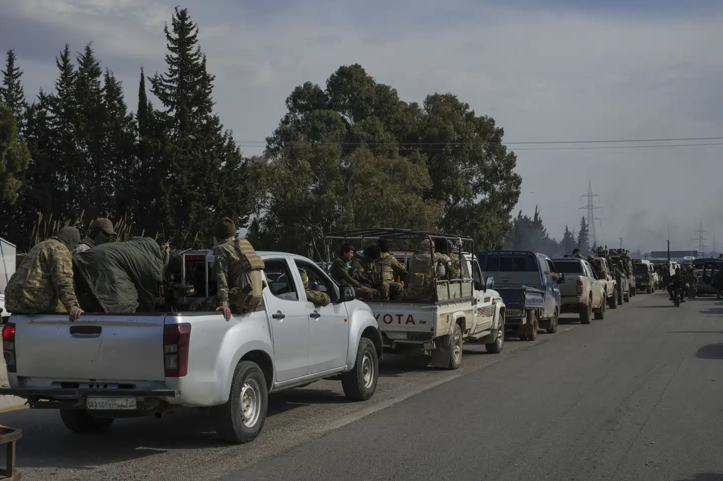 Syriske sikkerhedsstyrker på vej mod landsbyer i Latakias provins ved den syriske kyst 7. marts.