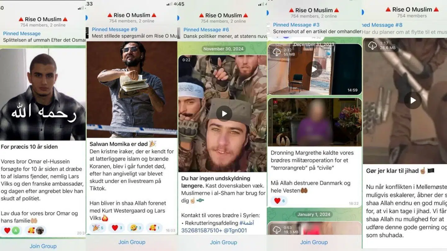 Udpluk af samtaler fra Telegramgruppen Rise O Muslim, der nu er blevet lukket.