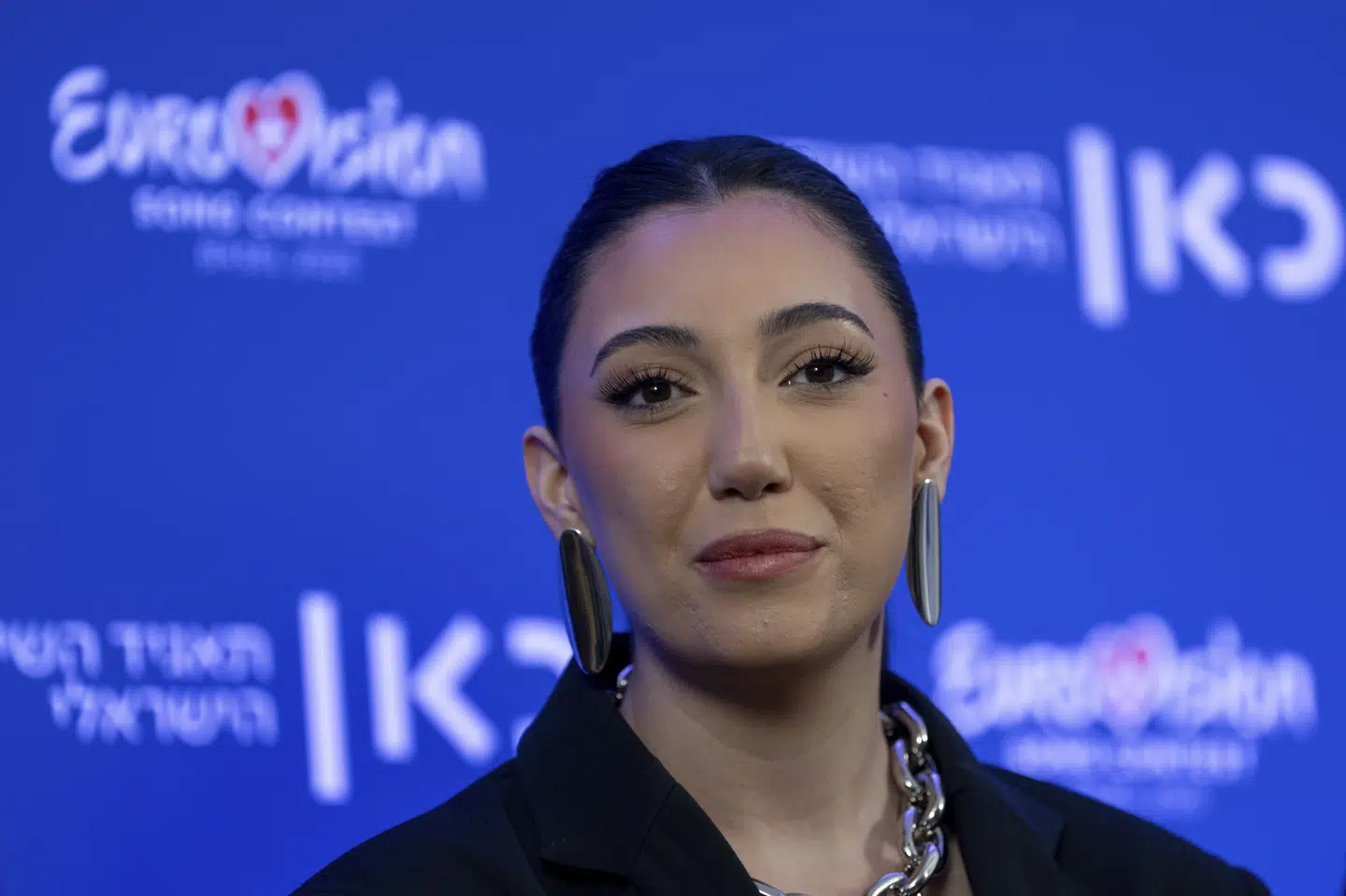 Yuval Raphael til et pressemøde søndag i Tel Aviv i Israel. Rapahel skal repræsentere Israel til Eurovision i maj.