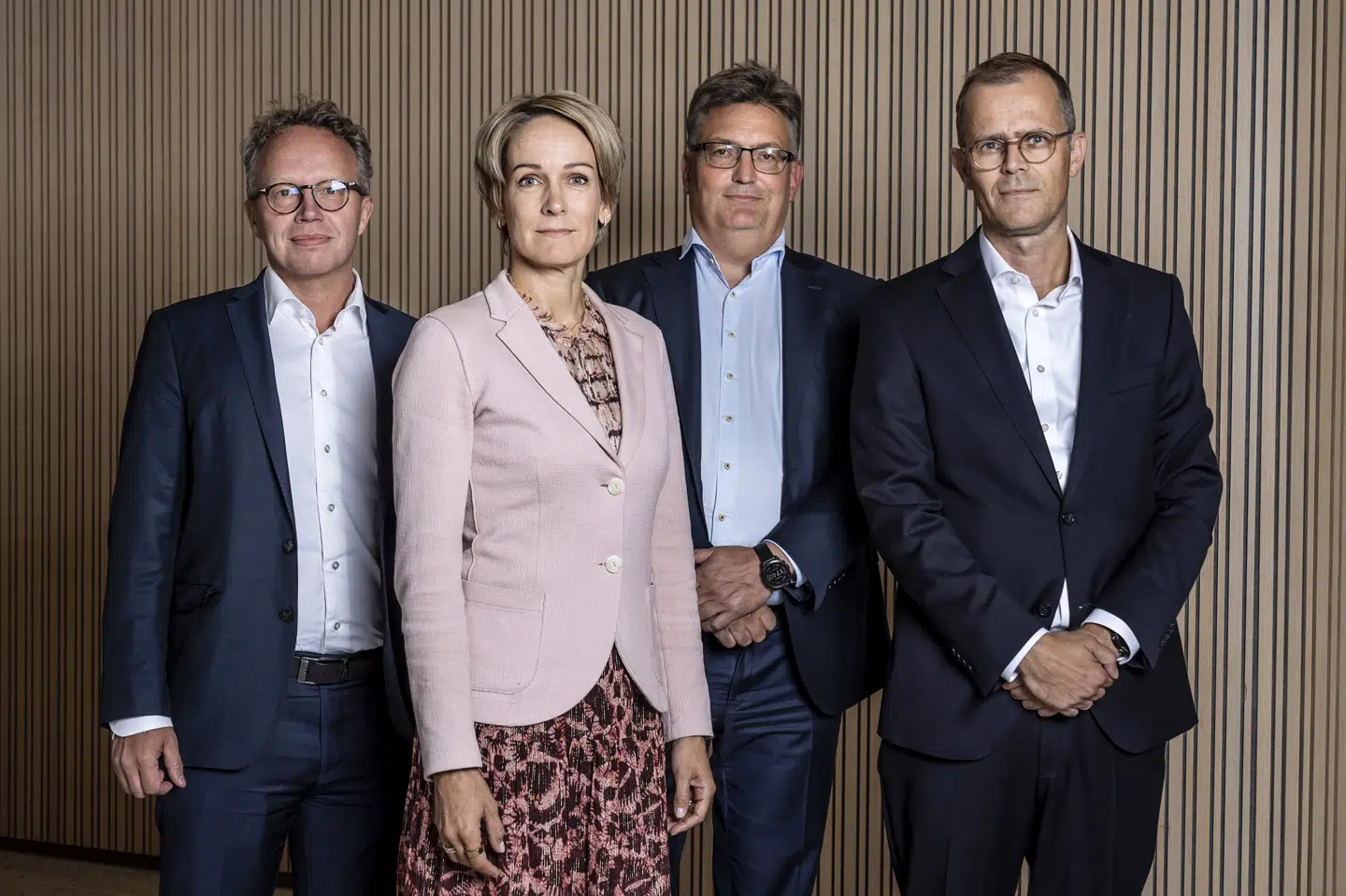Det er endnu engang lykkedes for de fire stiftende partnere i Copenhagen Infrastructure Partners at skaffe nye milliarder til grønne investeringer fra en række institutionelle investorer. Fra venstre er det Christian Skakkebæk, Christina Grumstrup Sørensen, Jakob Baruél Poulsen og Torsten Lodberg Smed. (Arkivfoto).