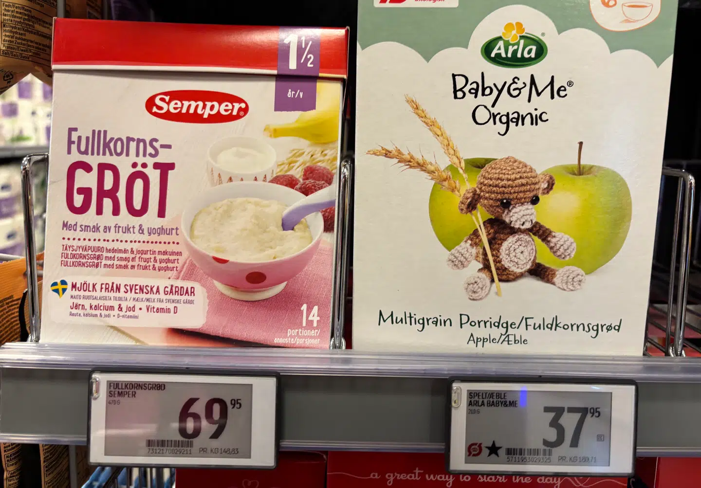 To gange europæisk babymad.