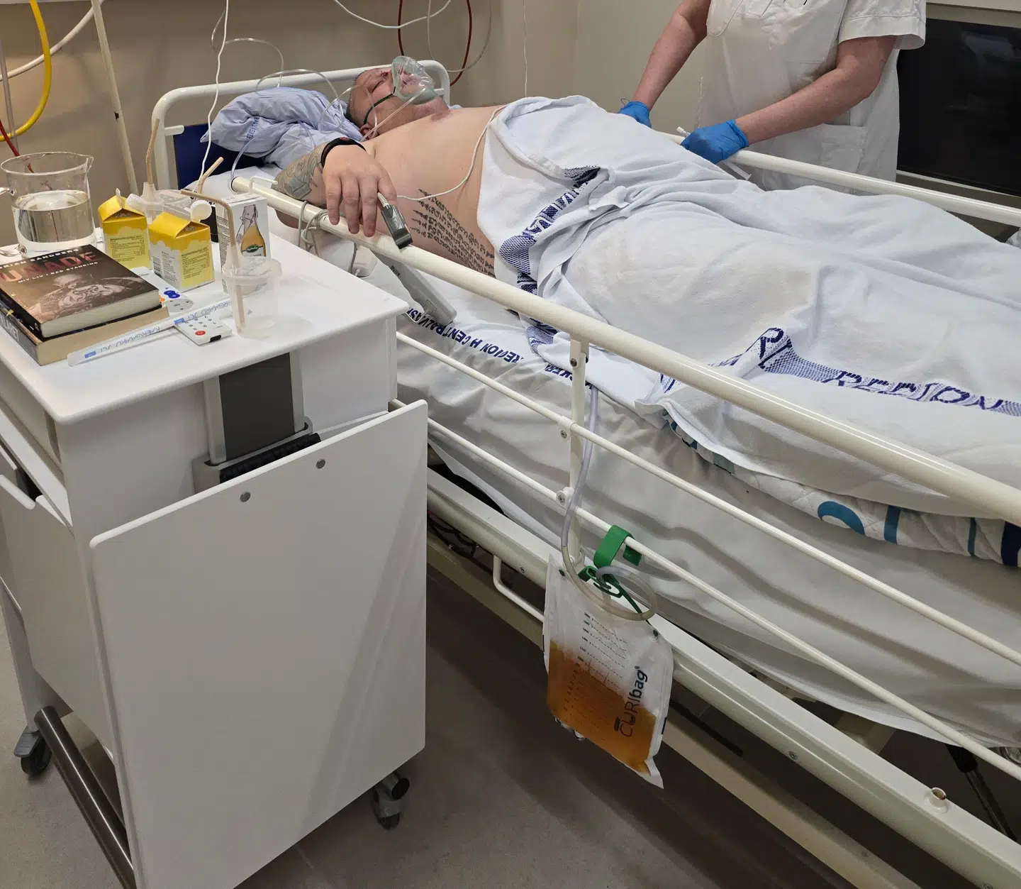 Thomas Hess på hospitalet efter ulykken