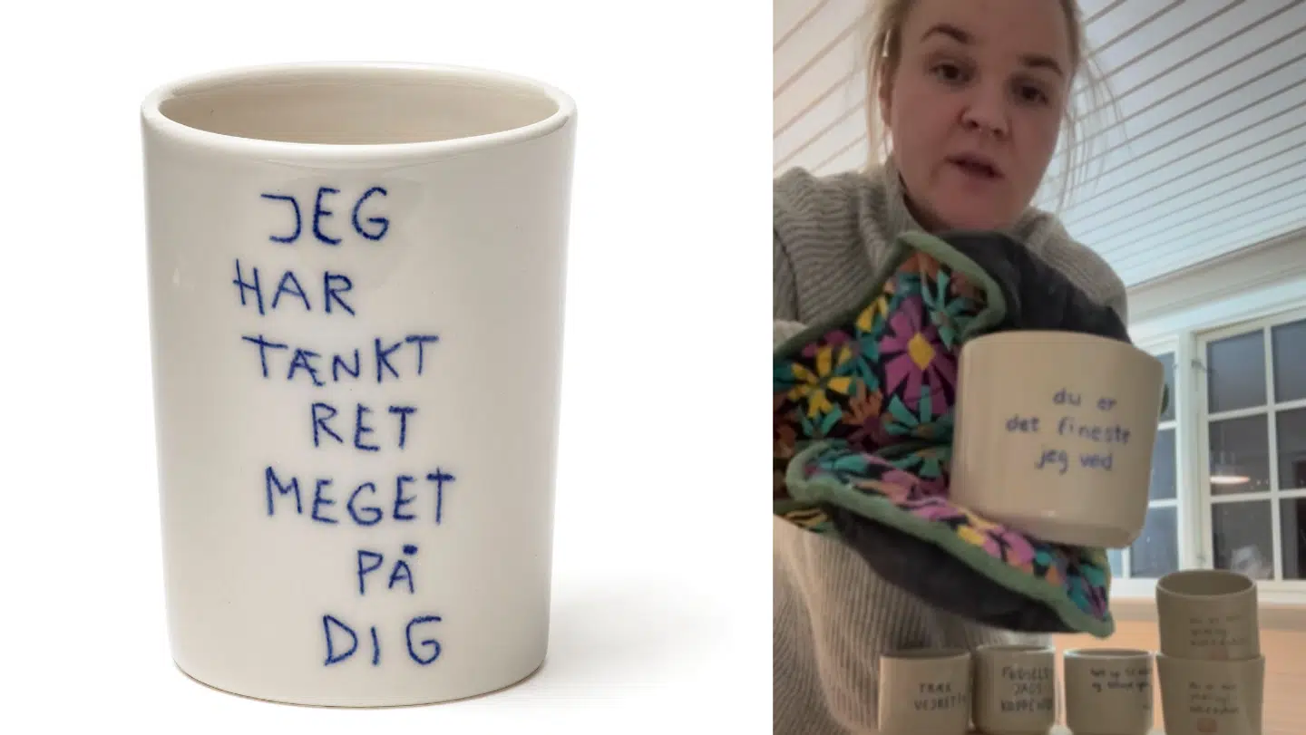 Keramiker Lars Rank mener, at influencer og iværksætter Liv Martine har været for kraftigt inspireret af hans 'You Little Teapot'-serie. Fotos: Lars Rank Keramik & livmartine / Instagram