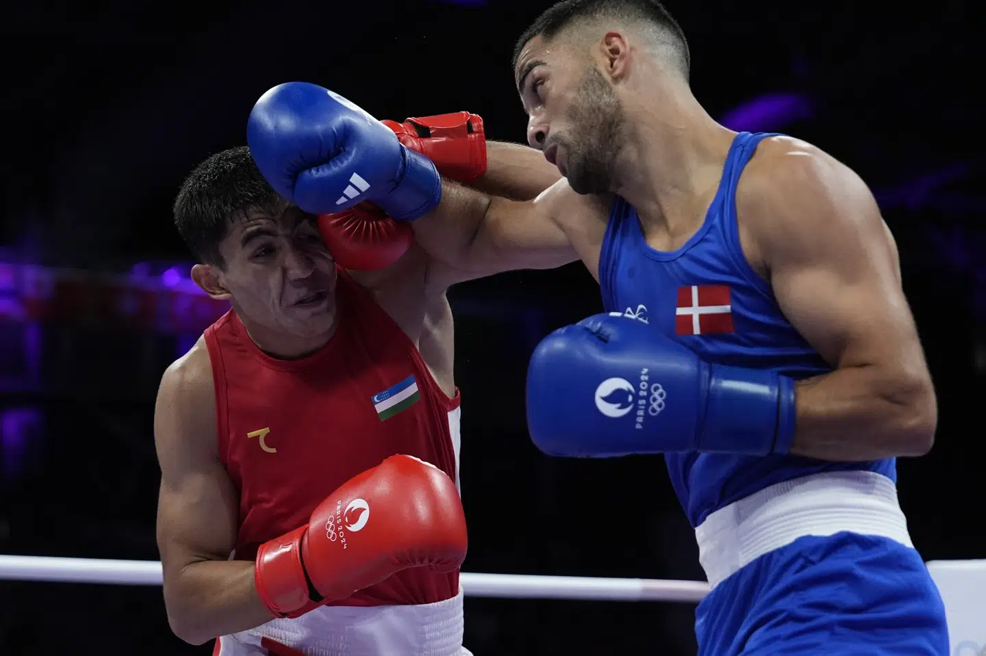 Danske Nikolai Terteryan (i blå) deltog ved OL i Paris. Et nederlag i kvartfinalen satte en stopper for den danske medaljedrøm. (Arkivfoto).