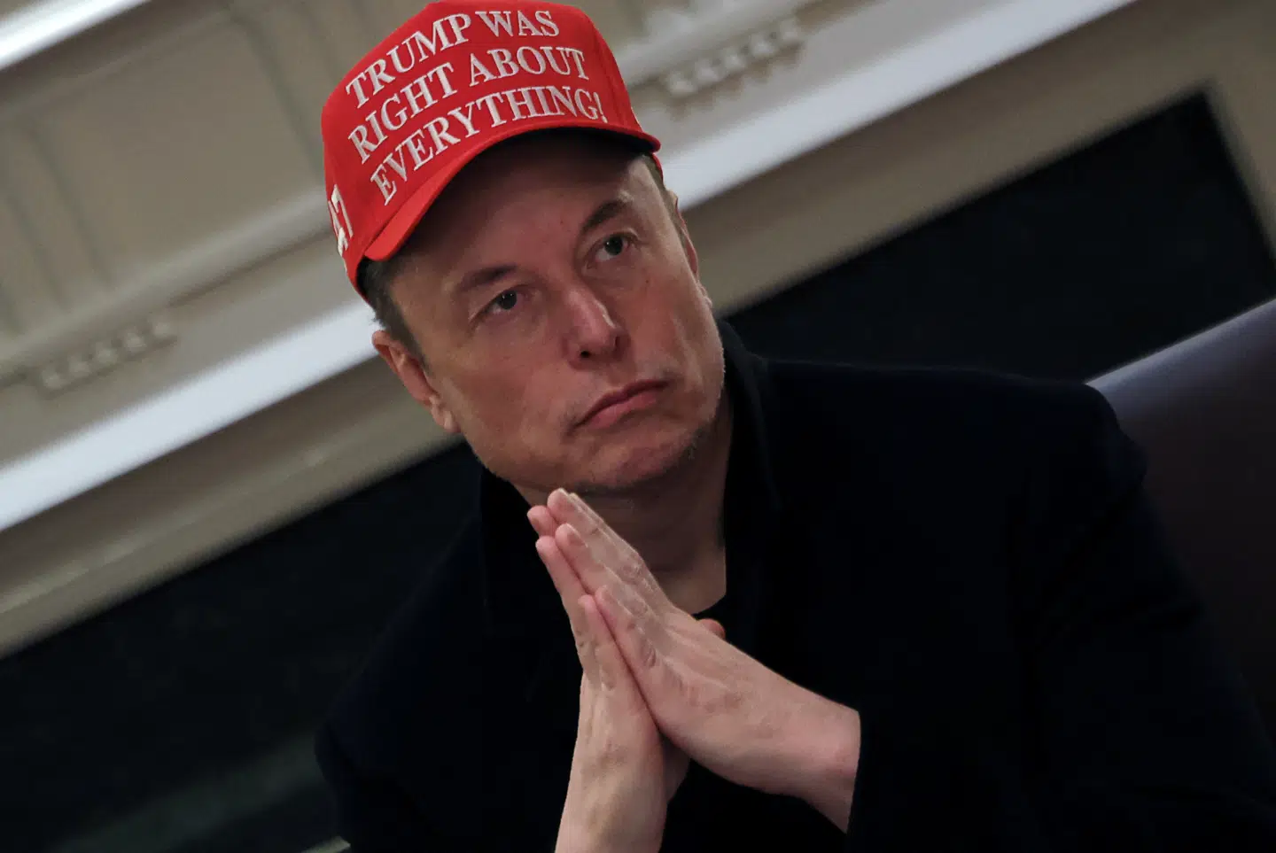 Her ses Tesla-medstifteren Elon Musk, der står i spidsen for Trump-administrationens spareenhed, DOGE.