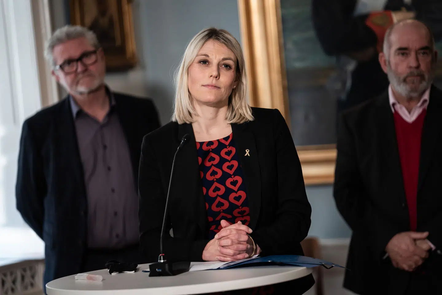 Daværende forsvarsminister Trine Bramsen (S) præsenterer Arktis-kapacitetspakken på et pressemøde den 11. februar 2021
