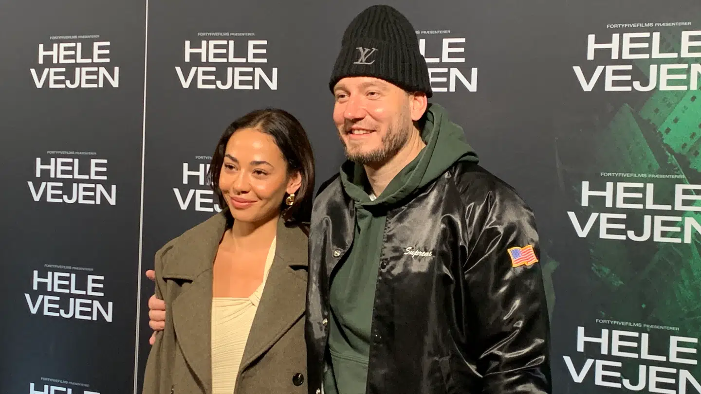 Sus Wilkins og Nicklas Bendtner i Imperial-biografen onsdag aften.