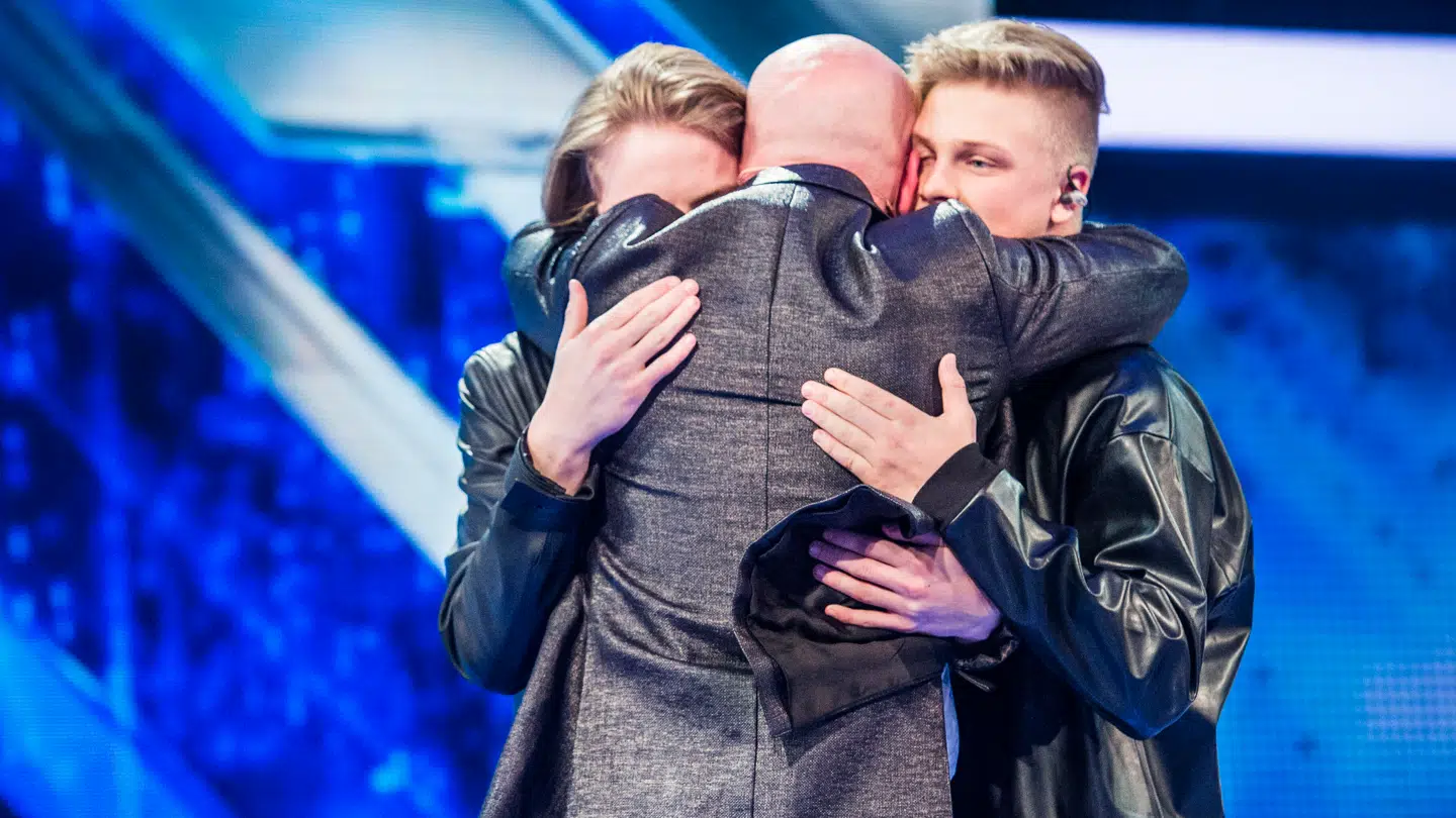 Citybois røg også ud af 'X Factor' lige før finalen. Sådan så det ud, da deres mentor Thomas Blachman tog afsked med de to drenge efter semifinalen i 2015.