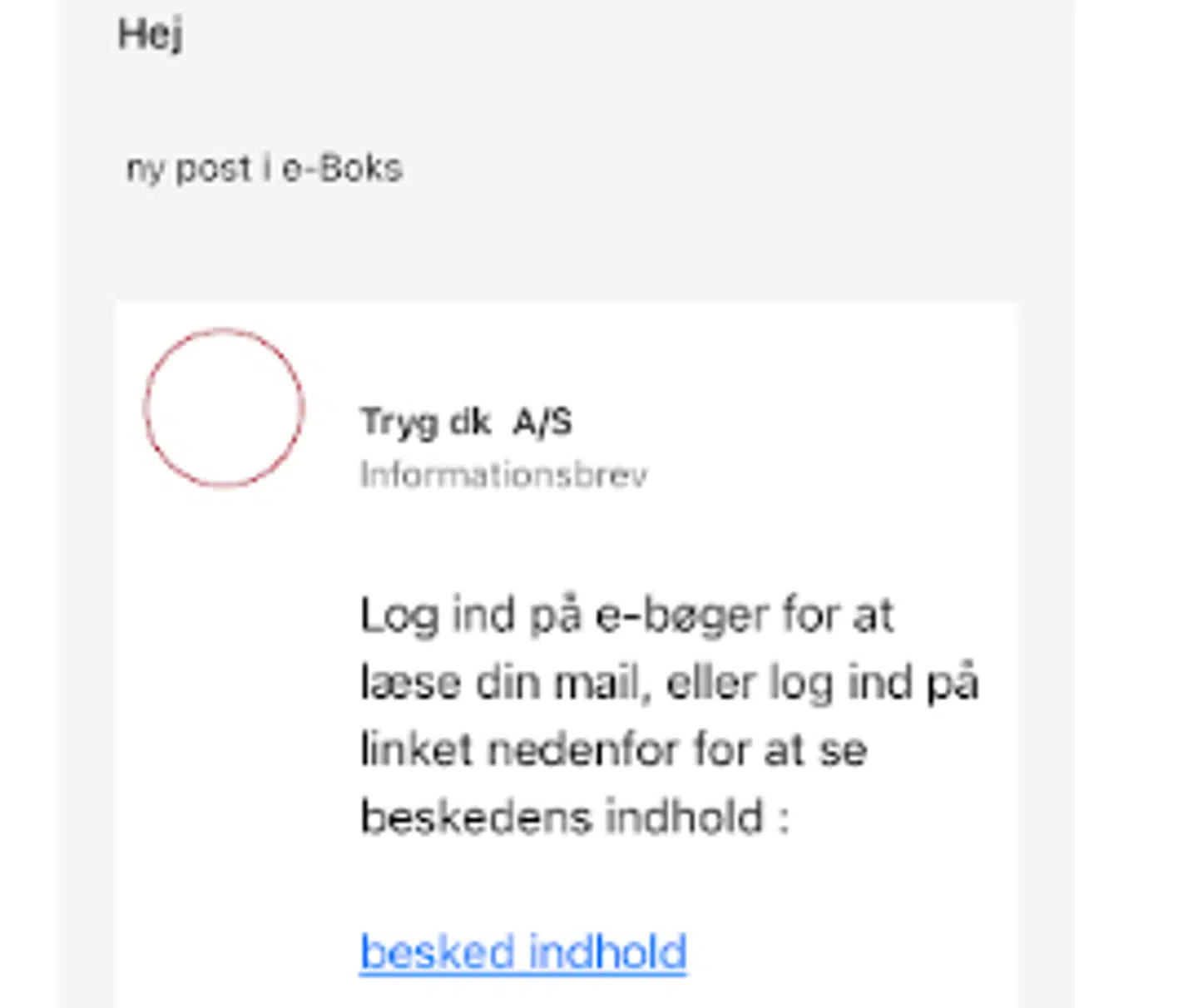 Her er den falske besked Winnie Lodberg senest har fået.