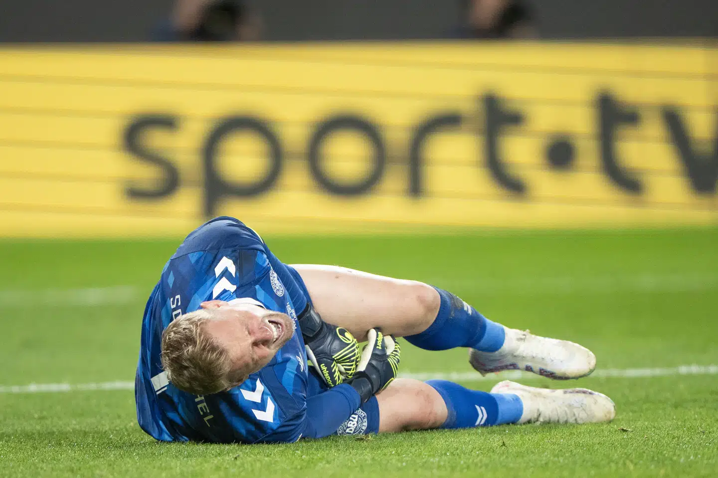Kasper Schmeichel spillede kampen mod Portugal færdig med store smerter. (Arkivfoto).