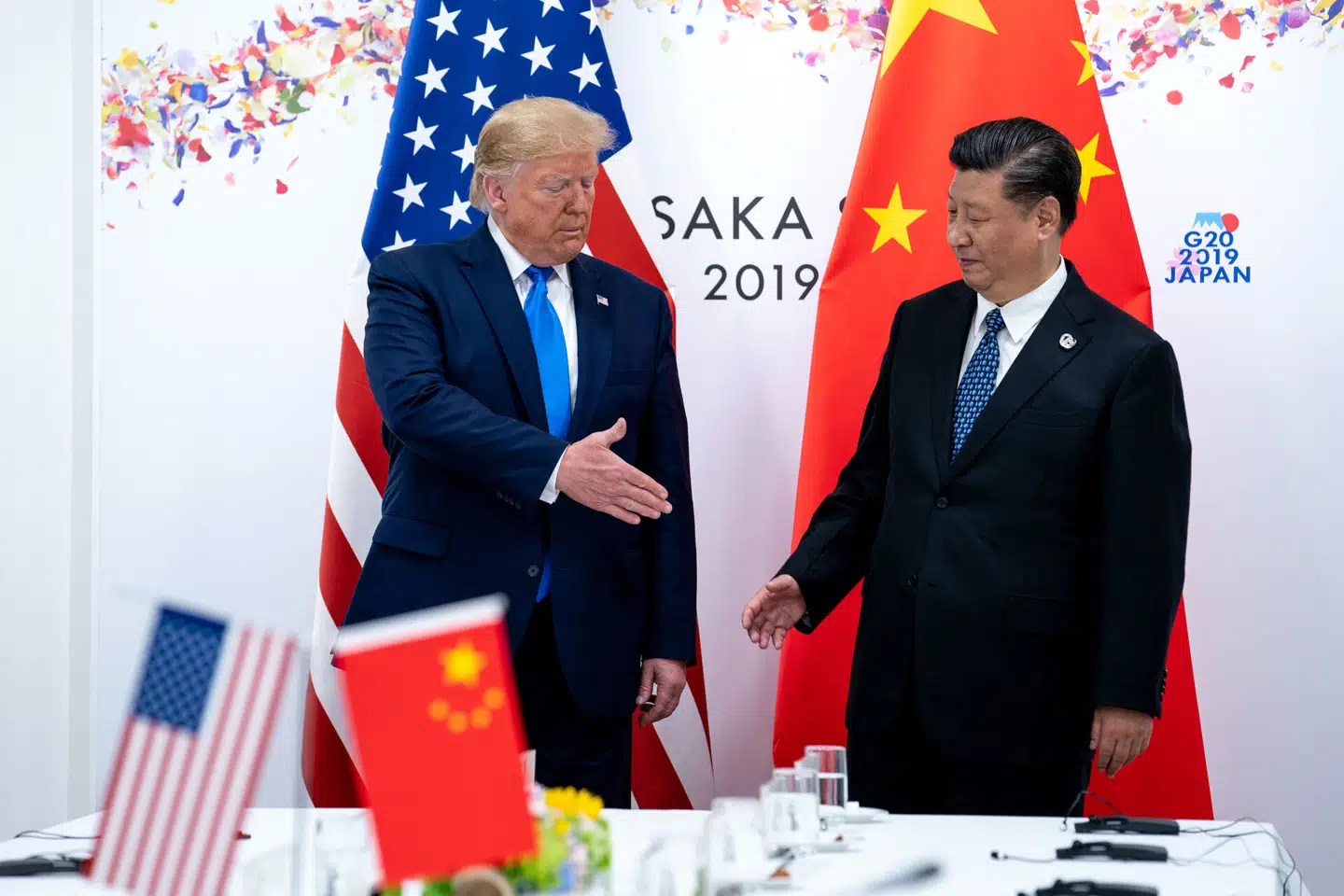 Donald Trump og Xi Jinping under et møde i 2019. I dag stemningen mindre venlig.