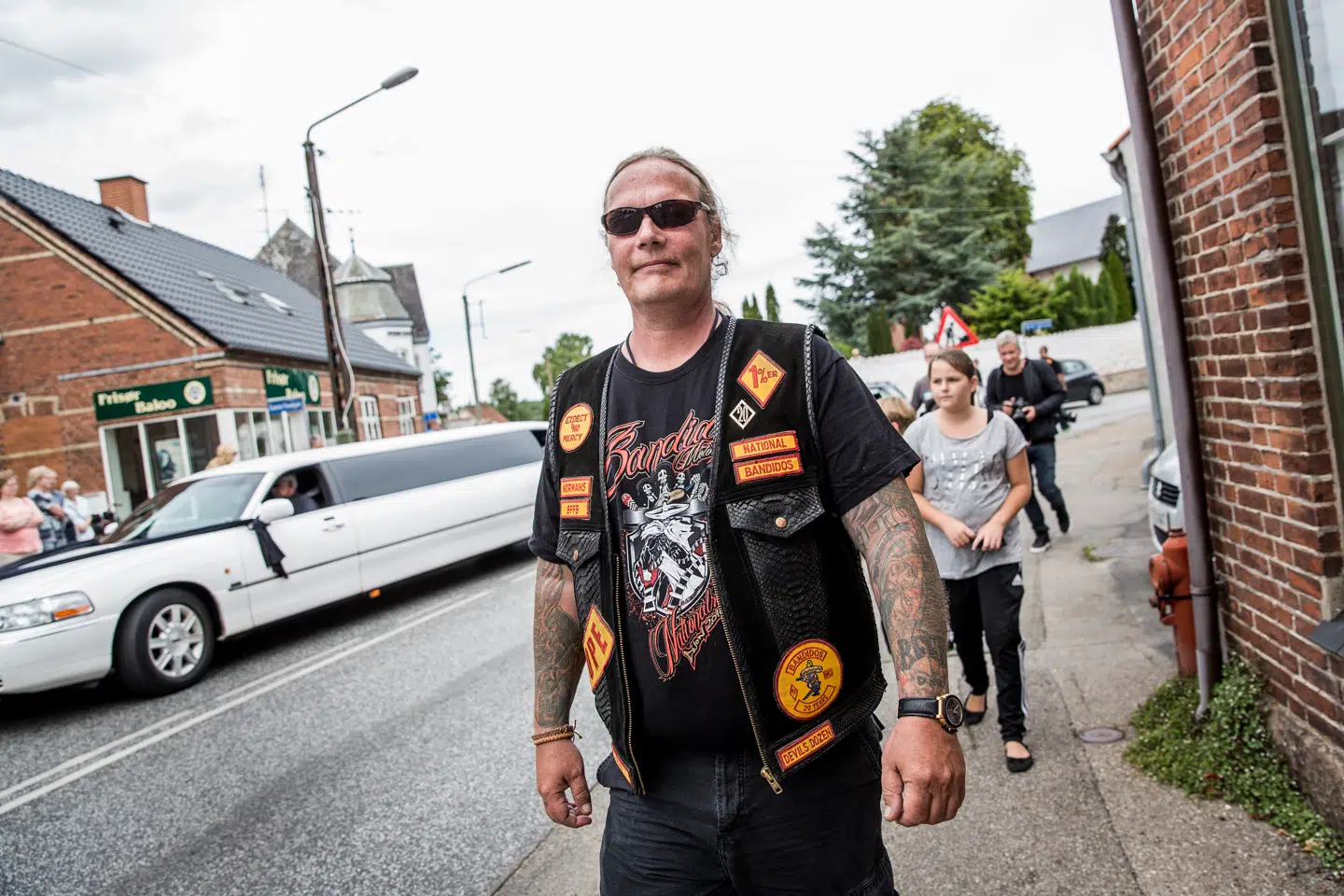 Præsident for Bandidos Michael Rosenvold, kendt i rockerkredse som Kokken. Her fotograferet ved en begravelse i 2014 i Græsted for rockeren Poul Joachim Hansen, bedre kendt som Big Mac.