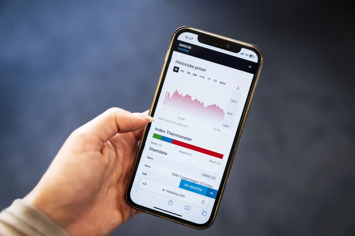 Det danske C25-indeks er fredag lukket i det næststørste fald nogensinde efter nye varslinger om toldafgifter. (Arkivfoto).