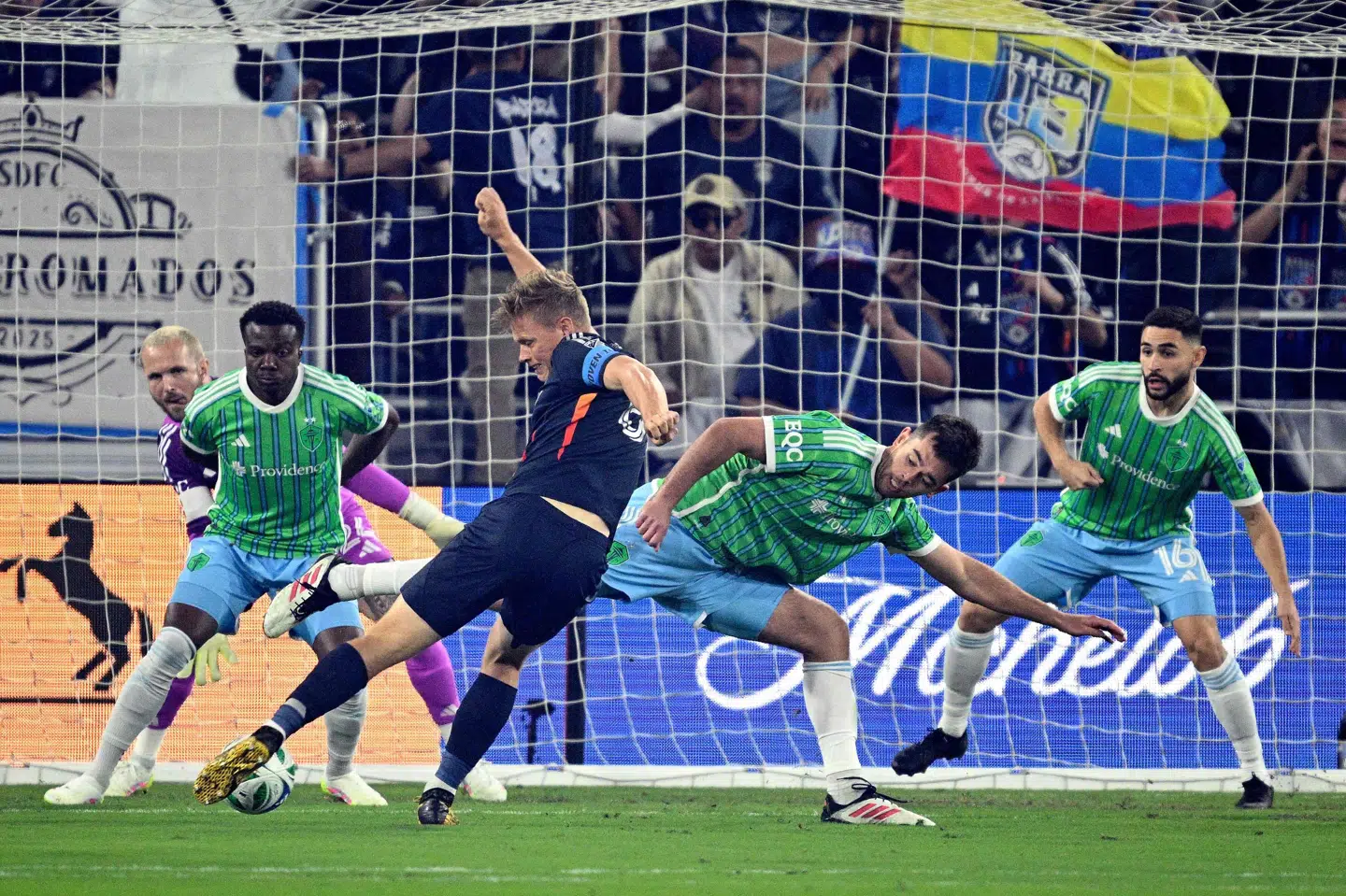 Jeppe Tverskov scorer her sit første mål for San Diego FC, efter at han i vinter skiftede fra FC Nordsjælland.