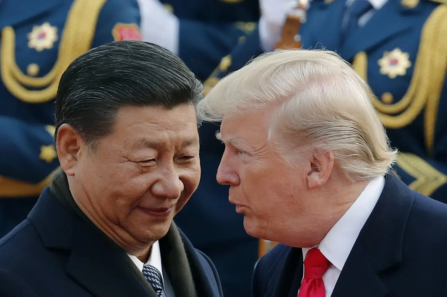 USA's præsident, Donald Trump, ved siden af Kinas præsident, Xi Jinping, under et besøg i Kina i 2017. (Arkivfoto).